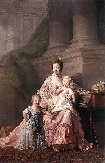Allan Ramsay Charlotte of Mecklenburg-Strelitz with two of her children Spain oil painting art